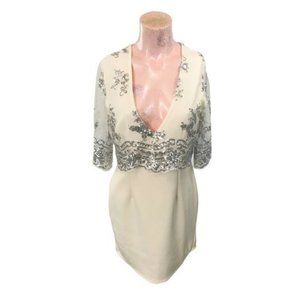 Fashion Nova Cream Sequin Glass House Mini Dress Size M